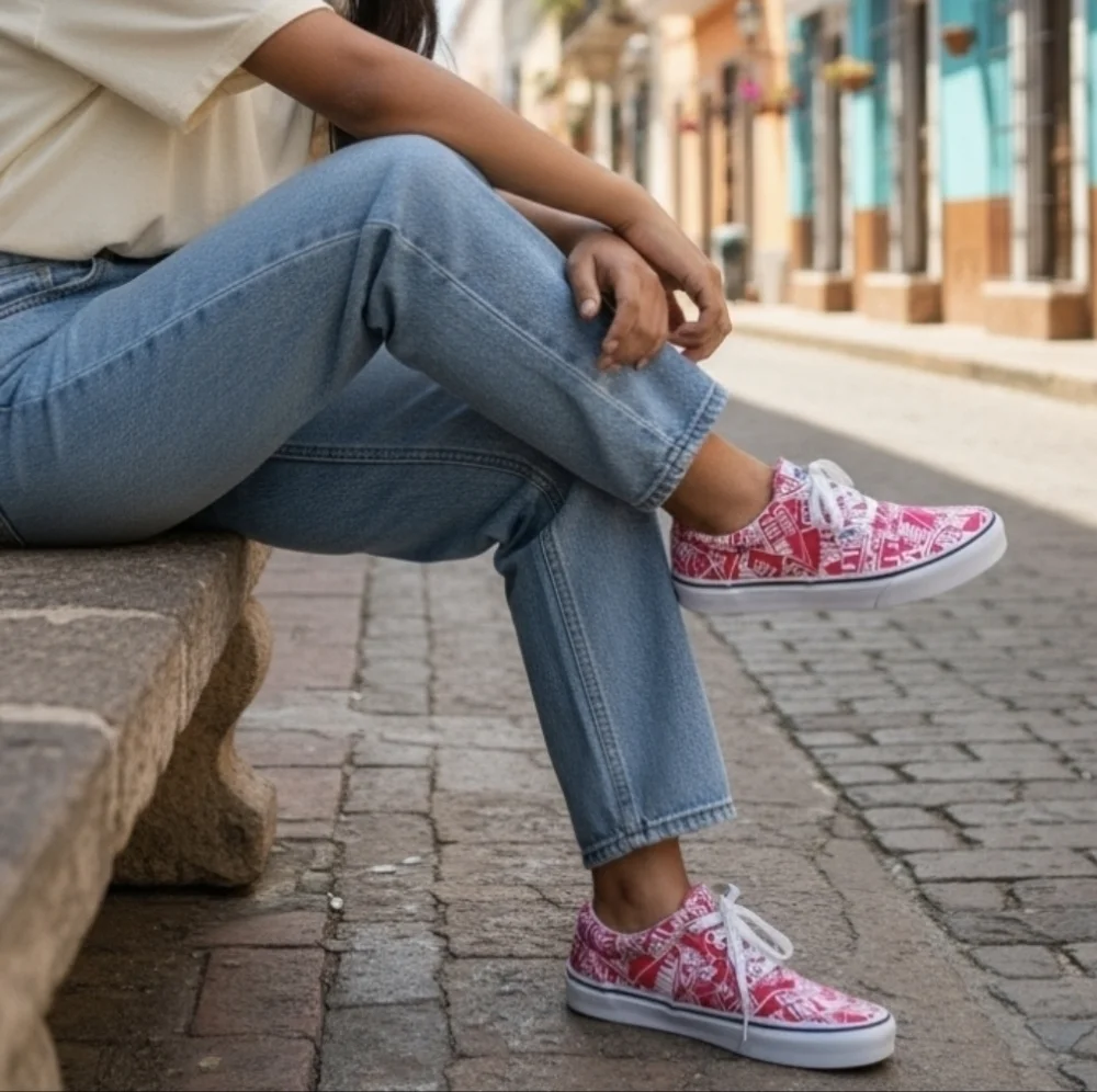 Vans | All Over Logo laced cotton canvas casual skate sneakers \ youth \ unisex